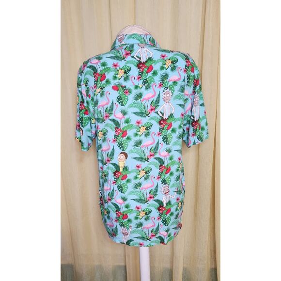 Rick and Morty Men's S Short Sleeve Button Front Hawaiian Shirt - Picture 2 of 5